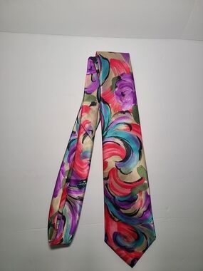 Vintage 1990s JCPenney Towncraft Mens Necktie Floral Abstraxt